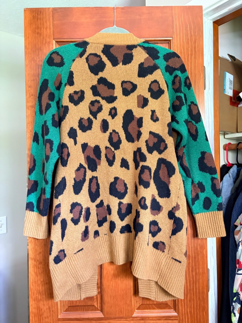 Green & Tan Leopard Cardigan - Picture 2 of 4